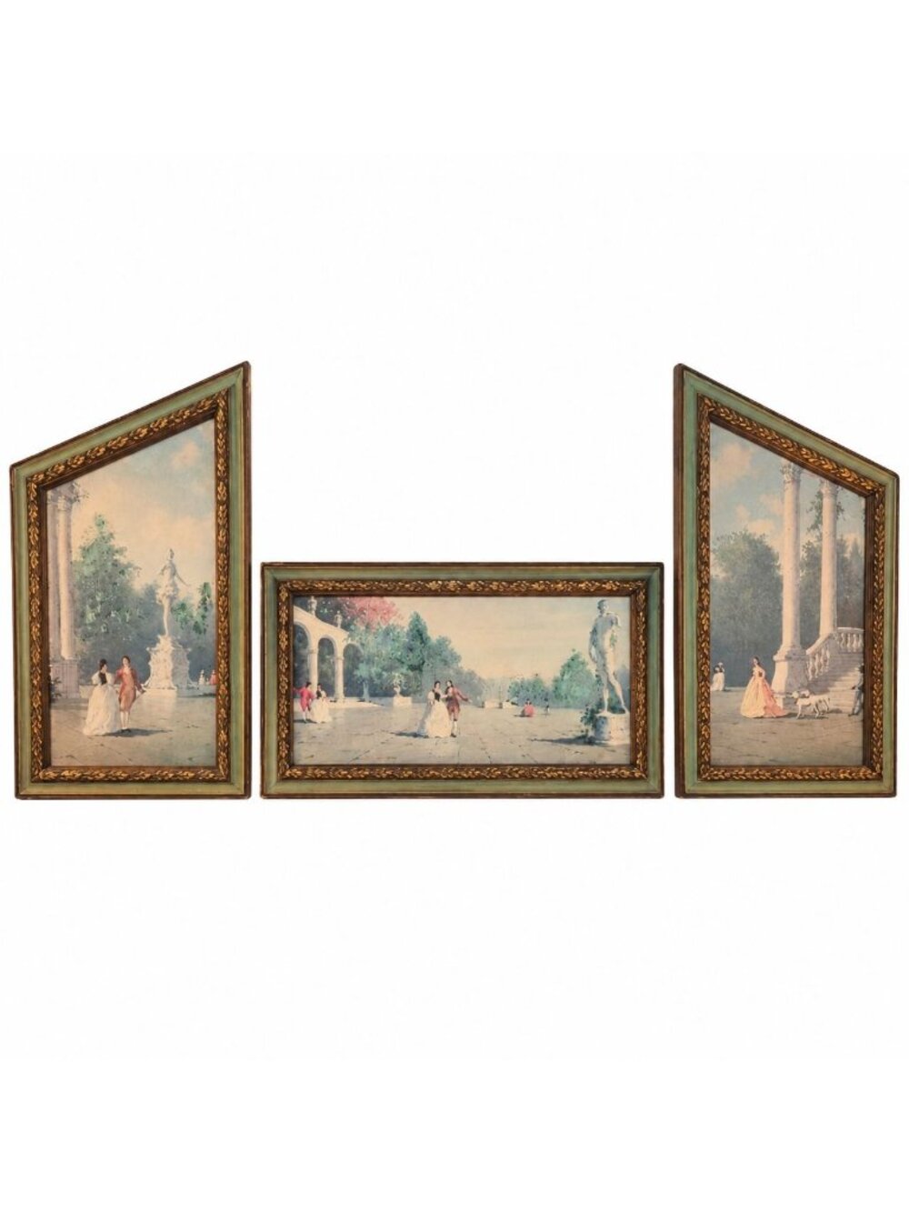 Vintage 1970s Hubert Robert Print Set, 3 Piece French Garden Lithographs, Hollyw